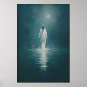 Poster Jesus Caminhando Sobre a Água, Arte Cristã para Pa