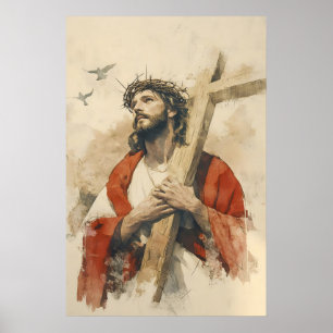 Poster Jesus Carregando a Cruz Paixão de Cristo