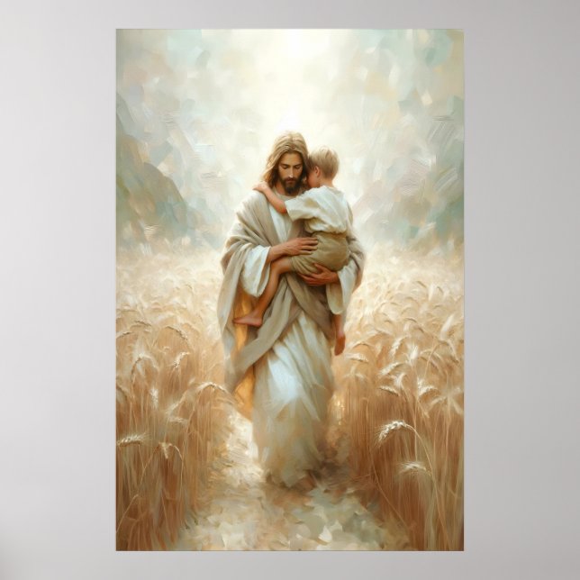 Poster Jesus Carrying Boy Jesus and Child Jesus and Kids  (Frente)