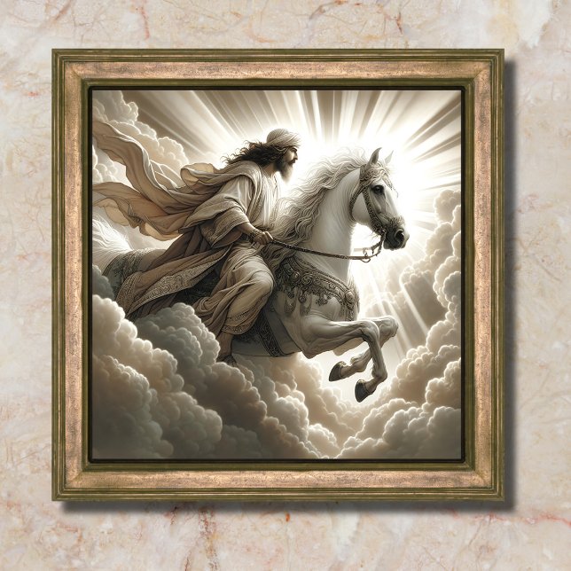 Poster Jesus Cavalgando uma Bíblia Cristã de Cavalo Branc (Criador carregado)