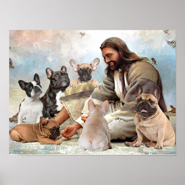 Poster Jesus cercou B?y Buldogue francês (Frente)