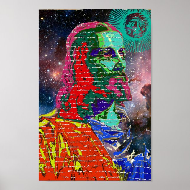 Poster Jesus Christ Outer Space Galaxy Cosmos Stars Sun (Frente)