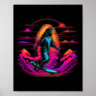 Poster Jesus Christ Skateboarding - Retro Patins Cristão