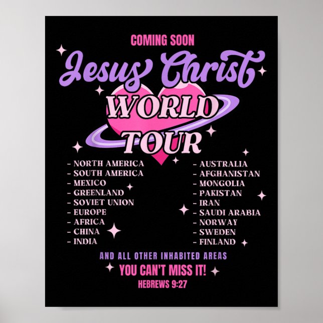 Poster Jesus Christ World Tour Coming Soon You Can't Miss (Frente)