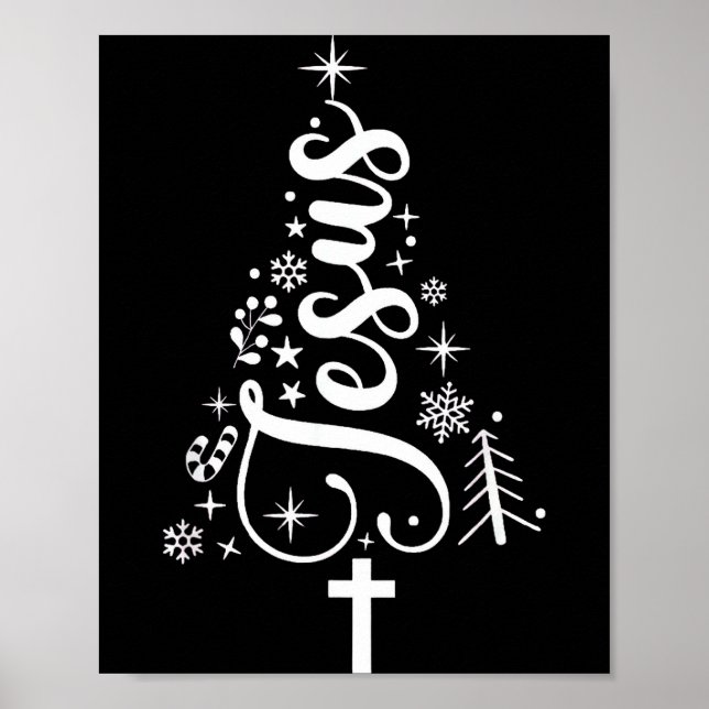 Poster Jesus Christmas Tree Bible Verse  (Frente)