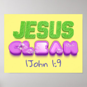 Poster Jesus Clean perdoou design cristão bonitinho