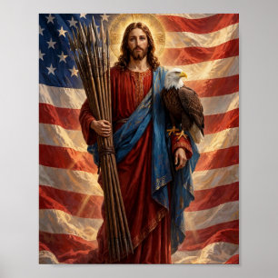 Poster Jesus com 13 Lanças — Arte Cristã Patriótica