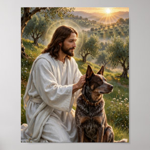 Poster Jesus com Chocolate Heeler — Arte Cristã