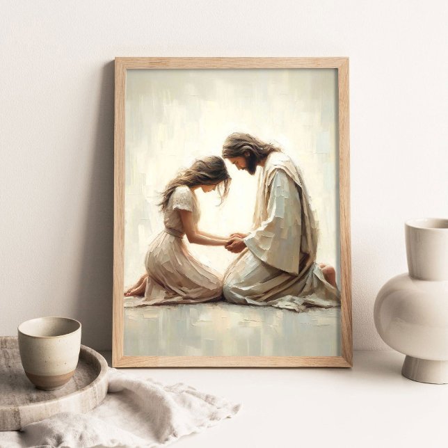 Poster Jesus Confortando Mulher, Arte Cristã, Jesus e (Criador carregado)