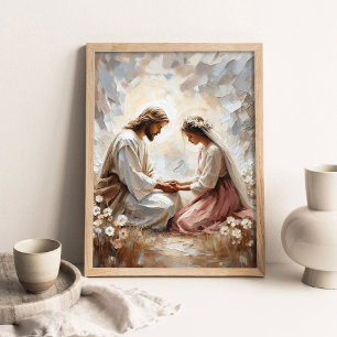 Poster Jesus Confortando Mulher, Pintura Cristã, Digital