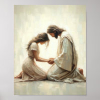 Jesus confortante mulher - Arte cristã com Bíblia