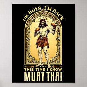 Poster Jesus Conhece Muay Thai Boxe Kickboxing Mma