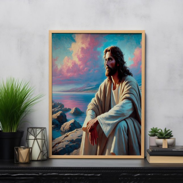 Poster Jesus Contemplando Ao Lado Da Costa Majestosa (Criador carregado)