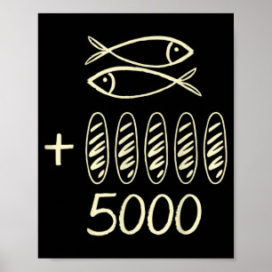 Poster Jesus cristão 2 peixes 5 pães alimenta 5000 homens