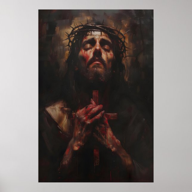 Poster Jesus Cristo com Coroa de Espinhos Arte, Digital (Frente)
