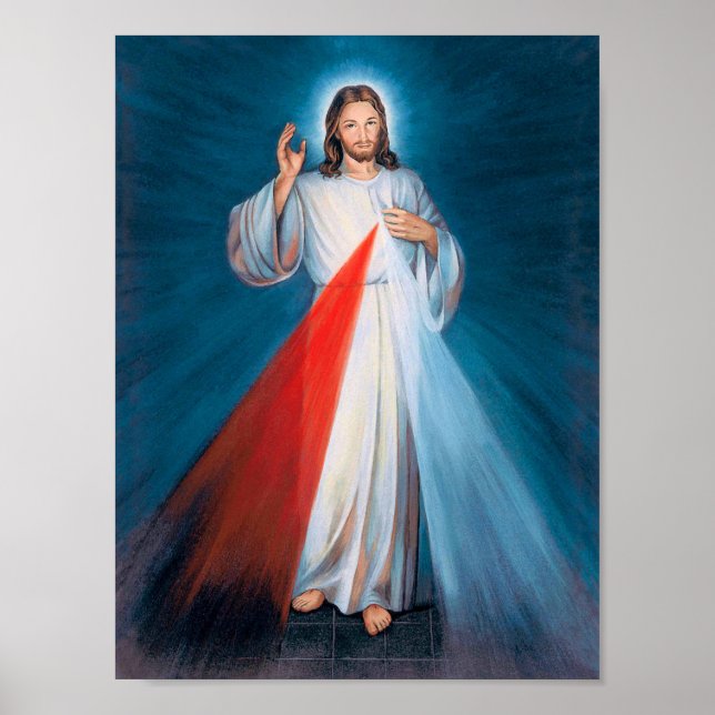 Poster Jesus Cristo Divino Compaixão Sagrado Coração de J (Frente)