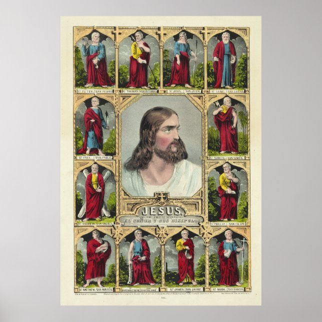 Poster Jesus Cristo e os Doze Apóstolos Cristãos (Frente)