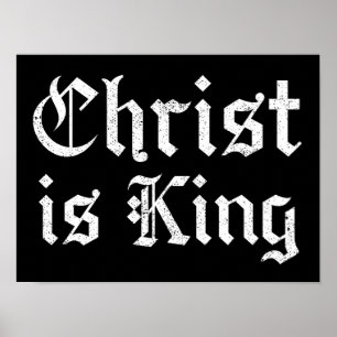 Poster Jesus Cristo É Rei Arte Grunge Letra Gótica Preta