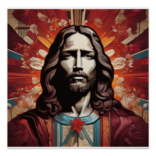 Pôster Jesus Cristo em arte Pop e arte deco