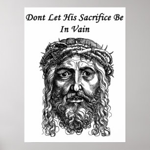Poster Jesus Cristo Face Sacrifica bíblia Cotação Arte