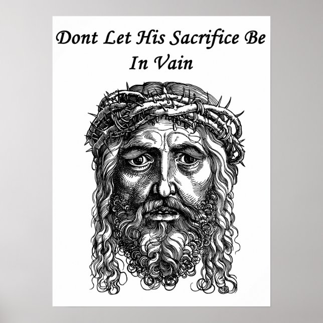 Poster Jesus Cristo Face Sacrifica bíblia Cotação Arte (Frente)