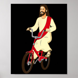 Poster Jesus Cristo Numa Bicicleta Fé Cristã Divertida