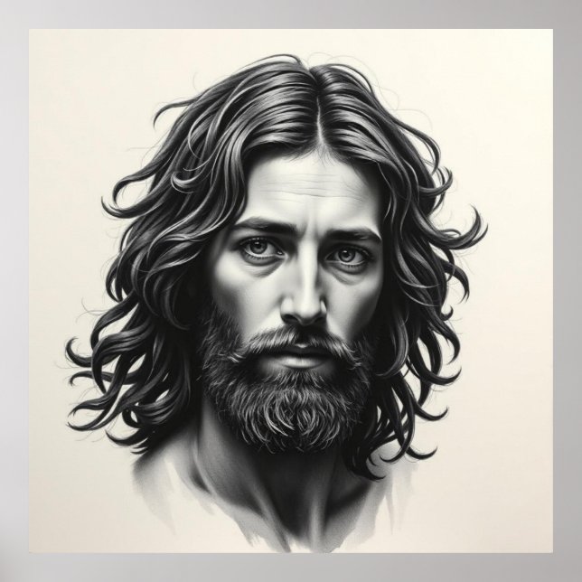 Poster Jesus Cristo - Retrato de Arte Carvões (Frente)