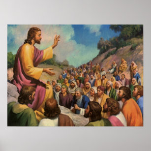 Poster Jesus Cristo Sermão no Monte, Religião Vintage