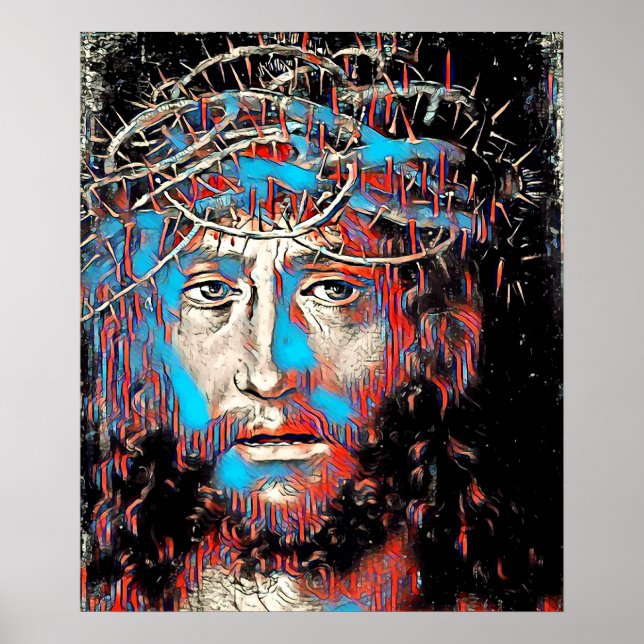Poster Jesus Cristo Vestindo pintura Thorn Crown Abstrato (Frente)