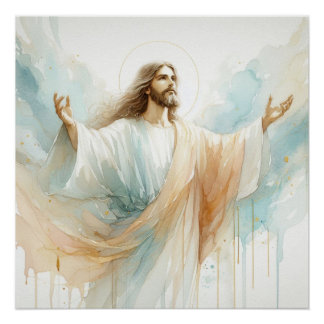 Pôster Jesus Cristo Watercolor Art