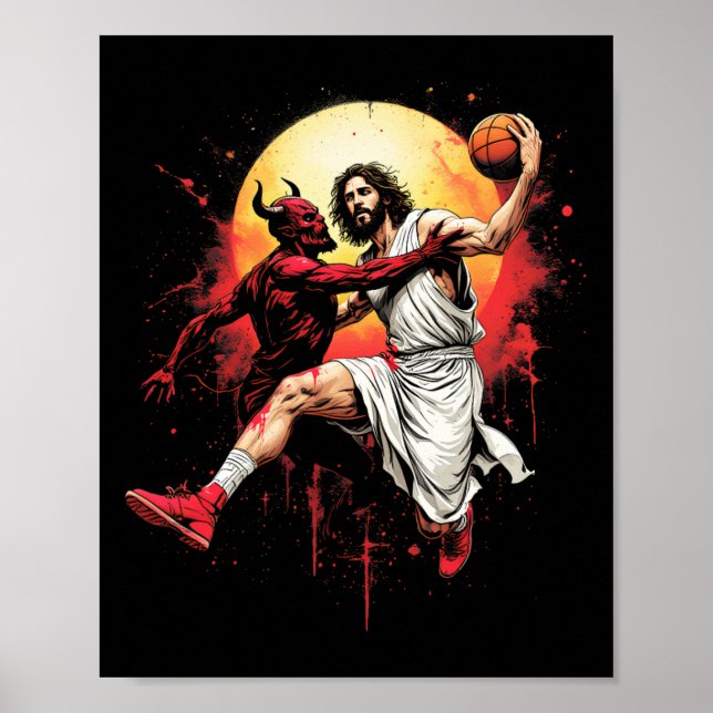Poster Jesus Crossing Up The Devil Sketll Lover Christian (Frente)