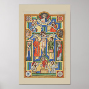 Poster Jesus Crucificado Iluminação Medieval