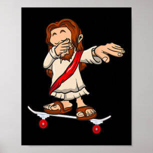 Poster Jesus de skate no skateboard presente para skatist