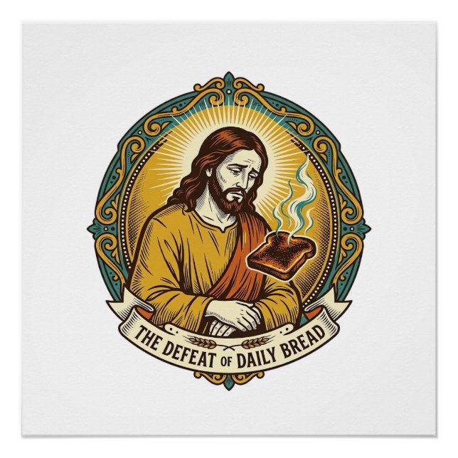 Pôster Jesus Derrotado Fumando Torradas Queimadas Café da (Frente)