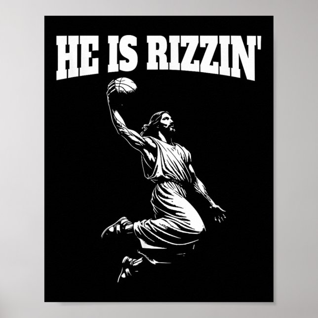 Poster Jesus Dunking Meme Céu Dunk De Basquete Ele É Ri (Frente)