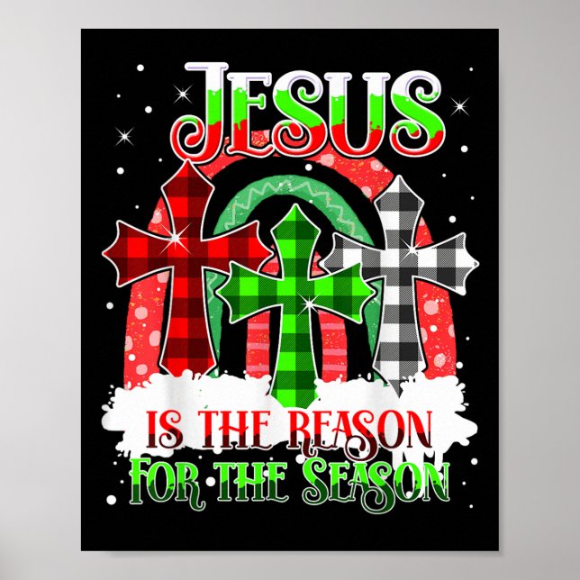 Poster Jesus É A Razão Da Temporada Arco-Íris Natal (Frente)