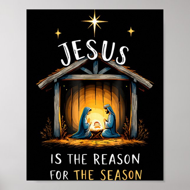 Poster Jesus É a Razão da Temporada Fé Cristã (Frente)