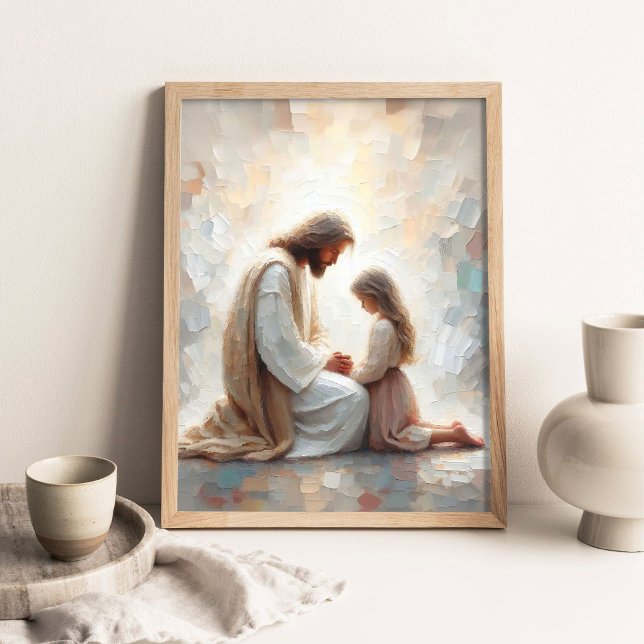 Poster Jesus e Menina Rezando, Arte Cristã Moderna (Criador carregado)