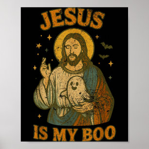 Poster Jesus É Meu Boo Engraçado Cristão Vintage Hallowee