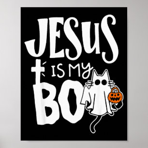 Poster Jesus É Meu Boo - Gato Assustador Divertido Cristã