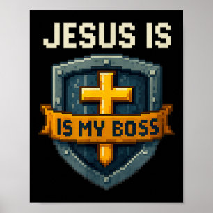 Poster Jesus É Meu Chefe Escudo Cristão Super-herói _4