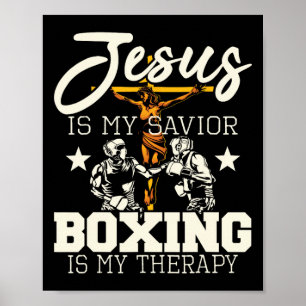 Poster Jesus é meu salvador boxing é minha terapia - Gym