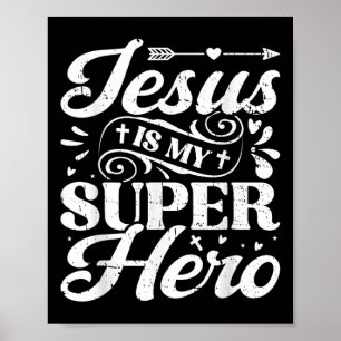Poster Jesus é meu super-herói - religioso cristão