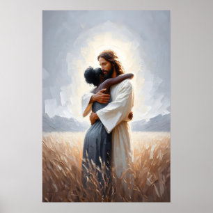 Poster Jesus e Mulher Negra Cristo Mulher Jesus Pintura 