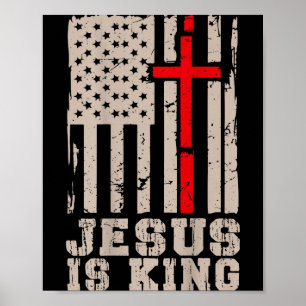 Poster Jesus É Rei Cristo Senhor Patriótico Cristão Ameri