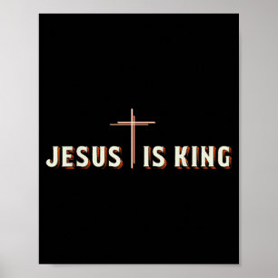 Poster Jesus é Rei Cruz Deus Gráfico Cristão