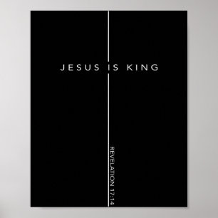Poster Jesus É Rei Cruz Fé Cristã Versículo Bíblico