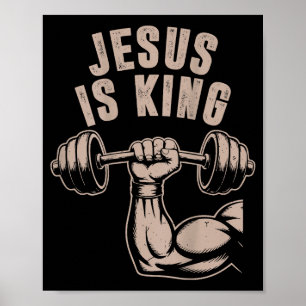 Poster Jesus É Rei Haltere Cruz Camiseta Cristã Engraçada