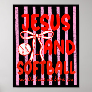 Poster Jesus e Softball Coquette Dia de Jogo Mãe de Softb