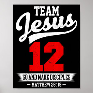 Poster Jesus E Time De Beisebol Jesus Cristão Mateus 28